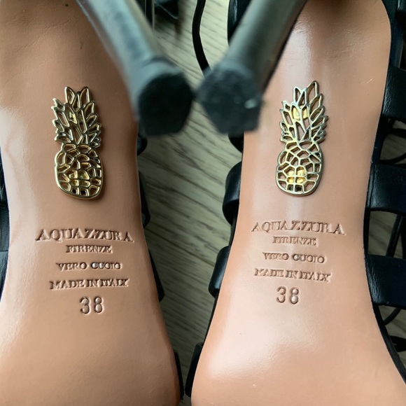 AQUAZZURA - AMAZON LEATHER LACE-UP SANDALS - black - Picture 9 of 16